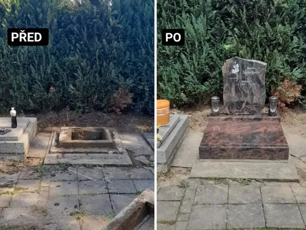 výstavba nového hrobu na klíč Karviná, nový hrob z světlé žuly Karviná, kompletní rekonstr