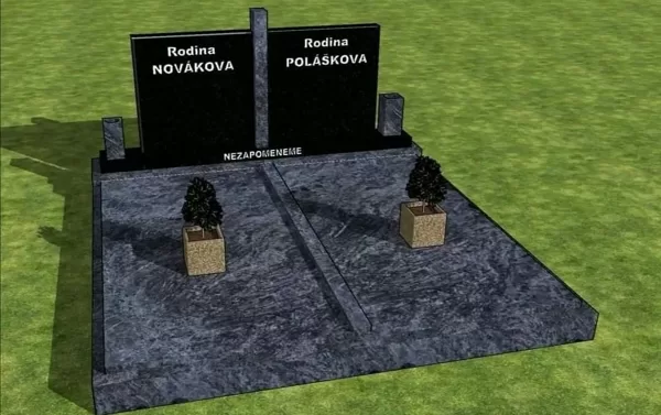 Moderní dvojhrob z tmavé žuly | Kamenictví Karviná 4 Tento elegantní dvojhrob z kvalitní t